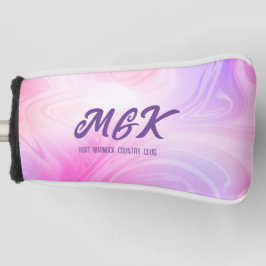 明るいピンクの渦巻きデザインモノグラムのパターカバー ゴルフヘッドカバー