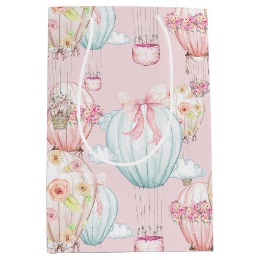 明るいピンクの熱気は大きいギフトバッグを風船のようにふくらませます ミディアムペーパーバッグ (正面)