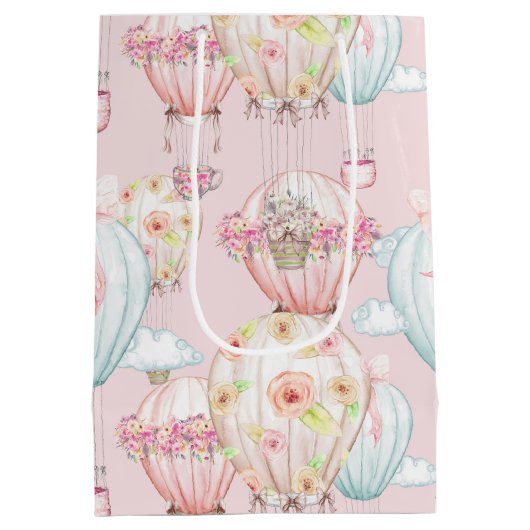 明るいピンクの熱気は大きいギフトバッグを風船のようにふくらませます ミディアムペーパーバッグ (裏面)