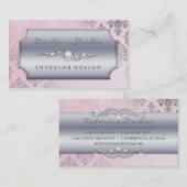 明るいピンクの熱血なダマスク織のファッションかインテリア・デザイン 名刺 (正面/裏面)