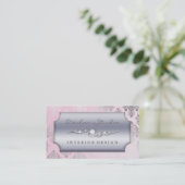 明るいピンクの熱血なダマスク織のファッションかインテリア・デザイン 名刺 (スタンド正面)