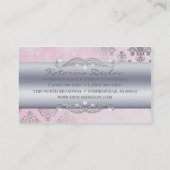 明るいピンクの熱血なダマスク織のファッションかインテリア・デザイン 名刺 (裏面)