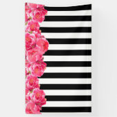明るいピンクの牡丹の水平フローラ背景 横断幕 (縦)
