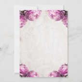 明るいピンクの牡丹の花素朴ヴィンテージ結婚の 招待状 (裏面)