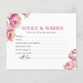 明るいピンクの牡丹アドバイスとウィッシュブライダルカード (正面)