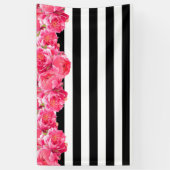 明るいピンクの牡丹フローラ背景 横断幕 (縦)