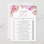 明るいピンクの牡丹彼は彼女はブライダルゲームを言った 招待状 (正面)