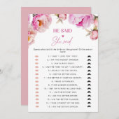 明るいピンクの牡丹彼は彼女はブライダルゲームを言った 招待状 (正面/裏面)