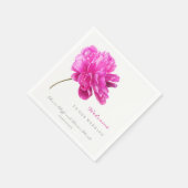 明るいピンクの牡丹結婚の歓迎 スタンダードカクテルナプキン (角)