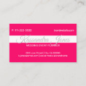 明るいピンクの白いガーリーハート書道モノグラム 名刺 (裏面)