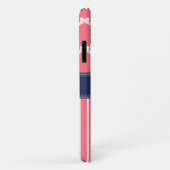 明るいピンクの白いリボンパターン海軍モノグラム Case-Mate iPhoneケース (裏面/右)