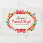 明るいピンクの砂糖漬けの生姜 フードラベル (シングルラベル)