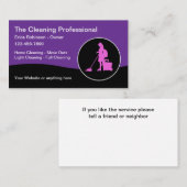 明るいピンクの紫の家モダンの清掃メイド 名刺 (正面/裏面)