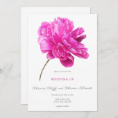 明るいピンクの結婚牡丹 招待状 (正面/裏面)