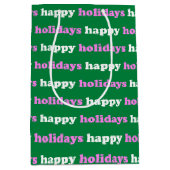 明るいピンクの緑のクリスマスホリデー名門私立校風のキュート ミディアムペーパーバッグ (正面)