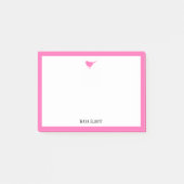 明るいピンクの縁ど鳥と白と名前 ポストイット (正面)