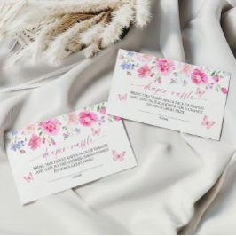 明るいピンクの花おむつラッフル エンクロージャーカード