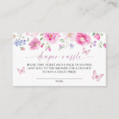 明るいピンクの花おむつラッフル エンクロージャーカード (正面)