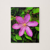 明るいピンクの花が咲き緑 ジグソーパズル (縦)