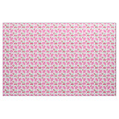 明るいピンクの花とチェリー柄 | かわいいキワイイ ファブリック (ファットクウォーター)