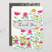 明るいピンクの花のサンキューカード サンキューカード (正面/裏面)