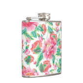明るいピンクの花のパターンガーリーデザイン フラスク (右)