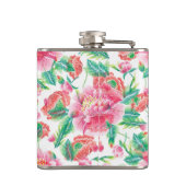 明るいピンクの花のパターンガーリーデザイン フラスク (裏面)