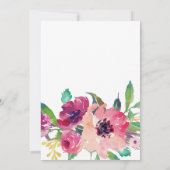 明るいピンクの花のブライダルシャワーの招待状 招待状 (裏面)