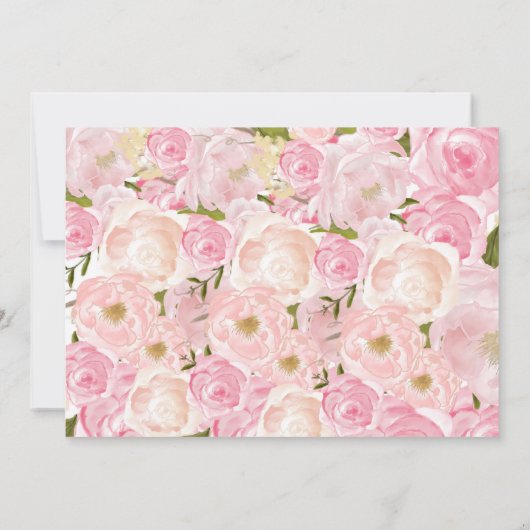 明るいピンクの花の卒業のパーティの招待状 招待状 (裏面)