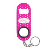 明るいピンクの花の水玉模様名ボトルオープナー キーホルダー栓抜き (裏面)