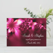明るいピンクの花の結婚式招待状 招待状 (スタンド正面)