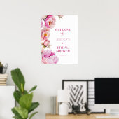 明るいピンクの花びらとプロセッコブライダルへようこそ ポスター (ホームオフィス)