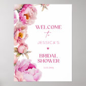 明るいピンクの花びらとプロセッコブライダルへようこそ ポスター (正面)