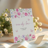 明るいピンクの花キャンディバー 台座サイン