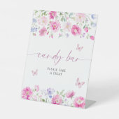 明るいピンクの花キャンディバー 台座サイン (正面)