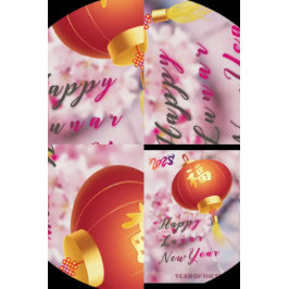 明るいピンクの花中国の提灯 シーズンポストカード