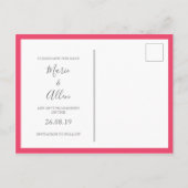 明るいピンクの花模様日付はがきを保存 インビテーションポストカード (裏面)