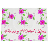 明るいピンクの花 ラージペーパーバッグ (正面)