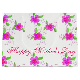 明るいピンクの花 ラージペーパーバッグ