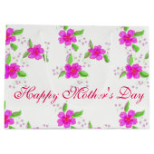 明るいピンクの花 ラージペーパーバッグ (裏面)