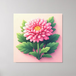 明るいピンクの菊 キャンバスプリント