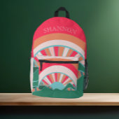 明るいピンクの虹 プリントバックパック