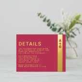 明るいピンクの詳細エンクロージャカード 箔招待状ポストカード (立ち正面)