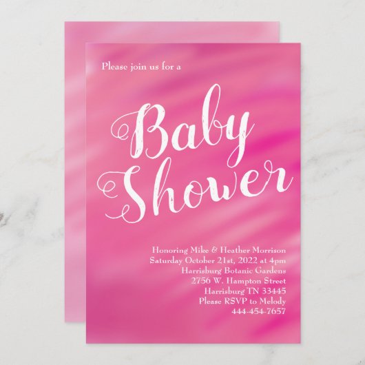 明るいピンクの赤ちゃんシャワー女の子の水色 招待状 (正面/裏面)