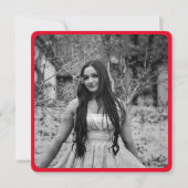 明るいピンクの赤のスクリプトフォトシック卒業パーティー 招待状 (裏面)