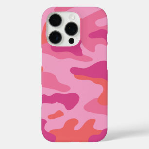 明るいピンクの迷彩柄パターン iPhone 16 PROケース