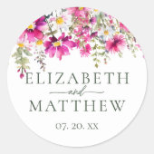 明るいピンクの野結婚花フローラの名前 ラウンドシール (正面)