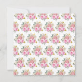 明るいピンクの金ゴールドエレガント花の誕生日パーティー 招待状 (裏面)