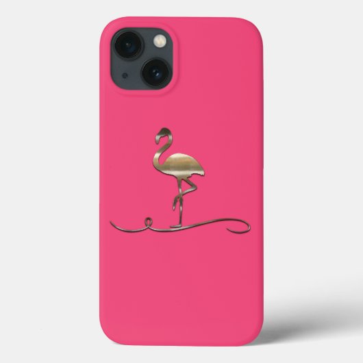 明るいピンクの金ゴールドフラミンゴケース Case-Mate iPhoneケース (裏面)