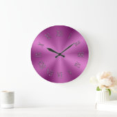 明るいピンクの金属時計（ローマ数字） ラージ壁時計 (ホーム)